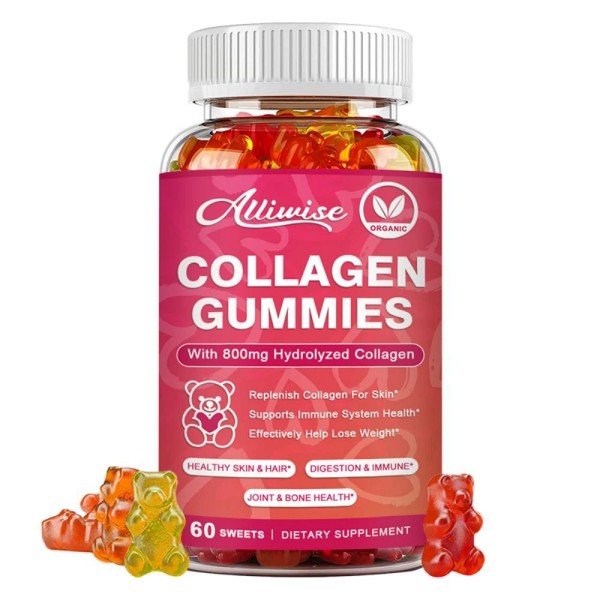 Alliwise Hydrolyzed Collagen Gummies With Vitamin C Anti Aging Skin
