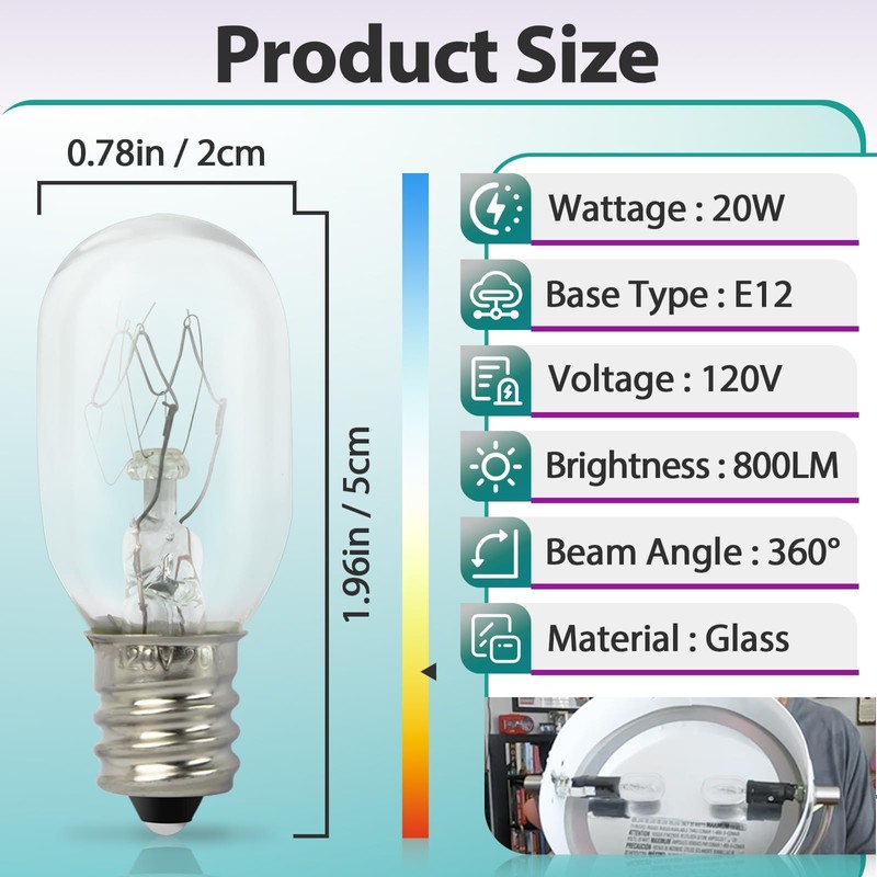 Joworthy 6 Pcs 20W 120V Incandescent Bulb Compatible with Conair