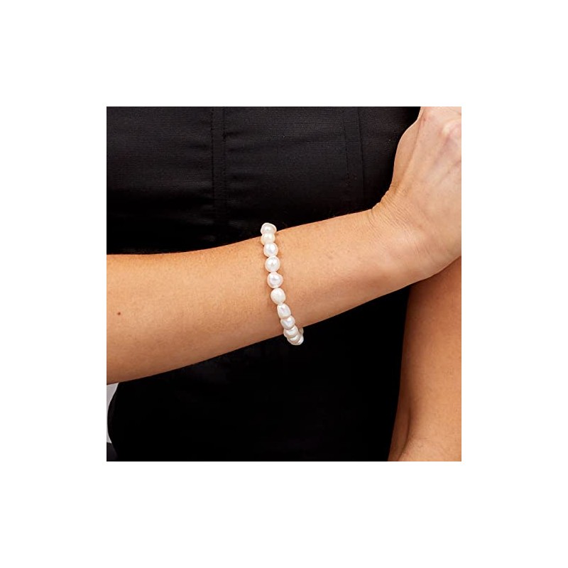 TreasureBay Womens Pearl Bracelet | Elegant 9-10mm Baroque Freshwater Pearl
