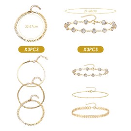 VBRHFRIF 6 Pieces Of Anklets, Summer Beach Foot Accessories, Multi-Style Anklets, Beaded Anklets, Adjustable Anklets, Bohemian Foot Accessories, Ankle Decorative Chains