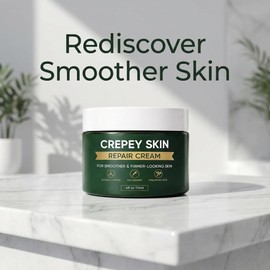 Crepey Skin Cream, with Niacinamide, Ceramide Complex, Firming Peptides & Botanical Oil – Lightweight, Fast Absorbing, Supports Smoother & Firmer-Looking Skin – 4 Fl Oz