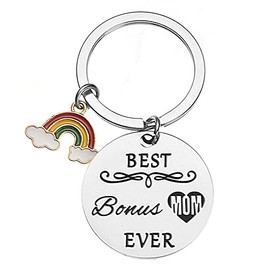Xiyantiji Mother's Day Gifts Mom Keychain, Mom Birthday Thank You Gifts for Stepmom Mother Christmas Presents - Best Bonus Mom Ever Key Ring