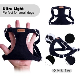 Dog Harness and Leash Set, XXS No Pull Adjustable Puppy Harness with Multifunction Black Dog Leash and Collar, Soft No Choke Escape Proof Pet Harness Vest for Small Dogs and Cats (Black, XXS)