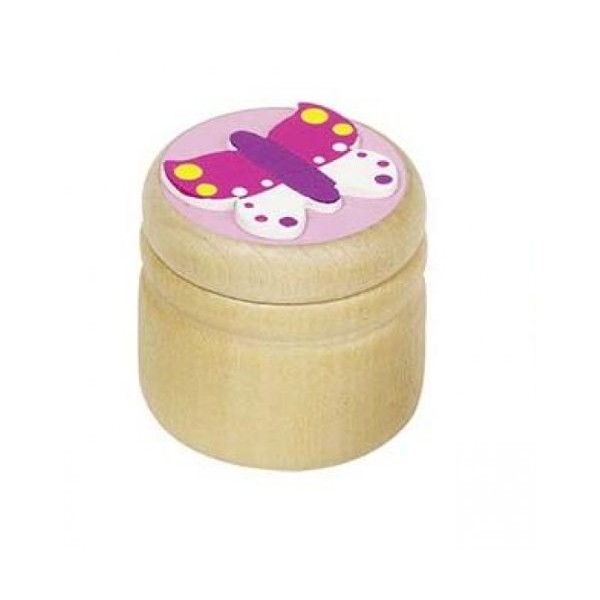 Milk Tooth Box Pink Butterfly Wooden Tooth Holder Wood Box