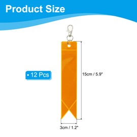 PATIKIL Safety Reflector 6"x1", 12 Pack Reflector Tag Pendant Reflective Safety Keychain Gear for Backpack Cycling Running Wheelchairs, Gold