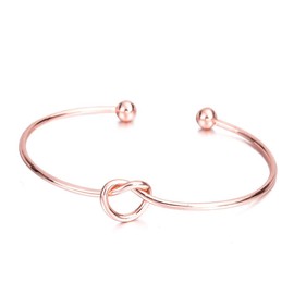 YIHOON 3PCS Forever Love Knot Infinity Bracelets for Women,Silver Rose Gold Cuff Bangle Bracelets for Women Wedding Birthday Graduation Gifts, 3 inches, Stainless Steel, no gemstone