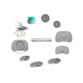 Twistshake Plato Dividido con tapa PP y fondo de silicona, Alimentación para Bebés, Plato con Divisiones Sellado en la Base con 3 Compartimentos, Vajilla, Sin BPA, 6+ Meses, Azul Pastel