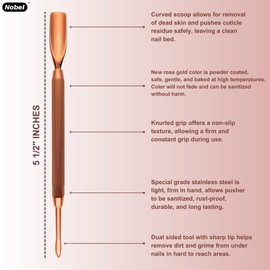 Nobelcrafts - Special Edition Surgical Grade Pusher Stainless Steel Cuticle Remover For Fingernails - Professional Double Ended Manicure Tool - (792 Rose Gold)