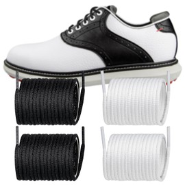 Endoto 2 Pairs Shoelaces for FootJoy Golf Dress Oxford Shoe Laces Replacement Shoe Strings(Color:Black+White,Size:32Inch)