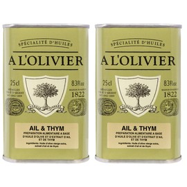 A l'Olivier - Set of 2 Provence Olive Oil with Garlic & Thyme (Ail & Thyme) - 2 x 250 ml
