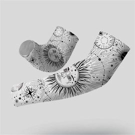Generic Moon Art Gardening Cooling Arm Sleeves for Women Men, UV Sun Protection Compression Sleeves Cover for Outdoor Sport Travel - L