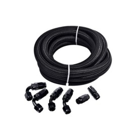 NLQR 6AN PTFE Fuel Line Fitting Kit 6 Fittings E85 Nylon Braided Fuel Hose 10FT (0.315Inch ID)