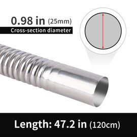Stainless Steel Exhaust Hose, Fuel Tank Diesel Gas Vent Hose Length 47.2 Inches Flexible Exhaust Tubing Diesel Heater Exhaust Pipe, 2.5cm/ 1 In Inner Diameter Air Heater Exhaust Pipe