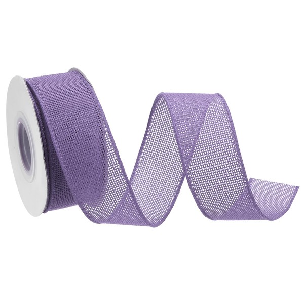sourcing map Burlap Ribbon Fabric Wired Edge Ribbons Light Purple