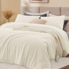 ChiXpace Fluffy Comforter King Set - Furry Beige Leaves Pattern
