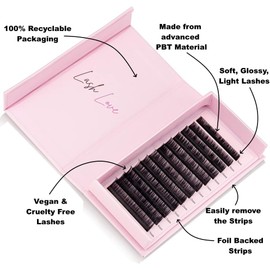 Classic Lash Trays Silk Eyelash Extensions Individual Eyelashes Soft Lightweight Lashes Semi Permanent Eyelashes Eyeluvlashes (C Curl 0.20, Mix 8-15mm)