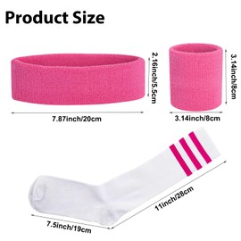 Sweatbands Striped Socks Set 80s Sweatbands 90s Costume Wrist Sweatbands for Men and Women Sports Headbands 80s Fitness