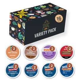 Hot Cocoa Hot Chocolate K Pods Variety Pack – All Top Brands in One Box, 16 pcs, 8 Flavors – Milk Chocolate, Peppermint, Salted Caramel, Pumpkin Spice–in Glossy Gift Box