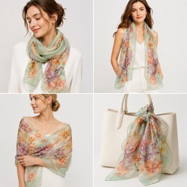 FAIRYGATE Chiffon Scarf, Women's Stole Neckerchief Scarf, for Summer, Autumn, Winter, All Year Round Shawls & Scarves