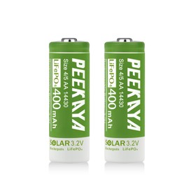 PEEKAYA (6-Pack) 14430 Rechargeable Battery LifePo4 3.2V 400mAh for Ourdoor Gardan Solar Light, Eco-Friendly and Safe