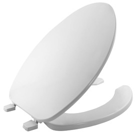 BEMIS 175 Commercial Open Front Plastic Toilet Seat, Heavy Duty Industrial Seat with Lid, Elongated, White