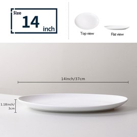 YALONG 14 Inch Large Serving Platter Set of 2, White Oval Serving Platters for Appetizers, Salad, Desserts, Fruits， Serving plates for Restaurant, Party and Wedding