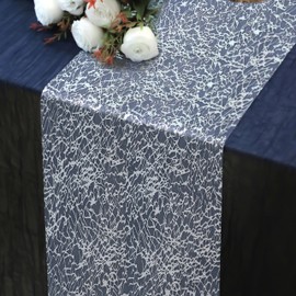 Snowkingdom 20Ft Silver Table Runner, Sparkly Metallic Glitter Foil Mesh Crackle Table Runner, Silver Dining Centerpieces Decorations for Wedding Christmas Holiday Celebration Party Decor 240 Inch