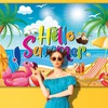 Hello Summer Backdrop,84x60Inch | Beach Backdrop Hawaiian Pool Beach Party