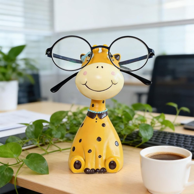 BlissfulVistas Resin Animal Eyeglass Holder, Decorative Animal-Shaped Glasses Stand for