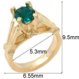 FindingKing 14K Gold Synthetic Emerald May Birthstone Baby Ring Charm