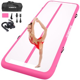 DOBESTS Air Tumbling Track Gymnastics Mat Inflatable 10ft 13ft 16ft 20ft Tumble Mats 4/8 Inch Thickness Roller Barrel Back Handspring Trainer /Yoga/Training/Water Fun with Electric Pump (Pink,5m20cm)