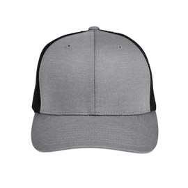 Team 365 by Yupoong® Adult Zone Sonic Heather Trucker Cap OS DK GRY HTH/ BLK