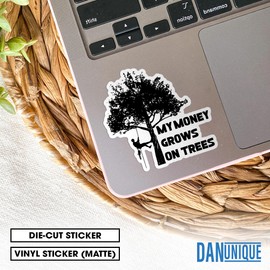(3Pcs) My Money Grows On Trees Sticker Funny Arborist Tree Climber Logger 2" Waterproof Die-Cut Vinyl Sticker for Laptop, Tumbler, Water Bottle, Kindle, Hard Hat Decal Gifts 2 Inches