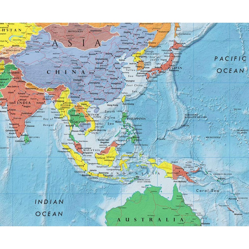Swiftmaps World Premier Wall Map Poster Mural 24h x 36w