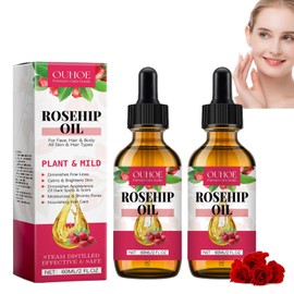 Organic Vitamin E Oil for Cosmetics, 2 Pieces, Rose Oil, 100 Pure Rose Oil, Essential Oil for Radiant, Teenagers' Skin, Rose Oil Face Intensive Moisture & Skin Whitening, 60 ml