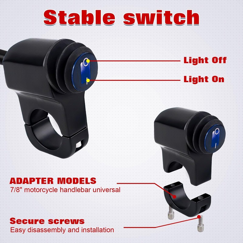 x xotic tech ATV Light Switch 12V Handlebar Switch Waterproof