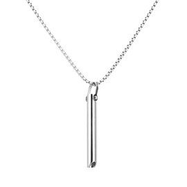 Mikovivi Mindfulness Breathing Necklace, Titanium Steel Anxiety Relief Breathlace Silver Whistle Quit Smoking Necklace for Women Men Meditation(Style 4)