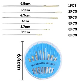 30Pcs Sewing Needles, Hand Sewing Needles Compact, 6 Sizes Stitching Needles Darning Needles