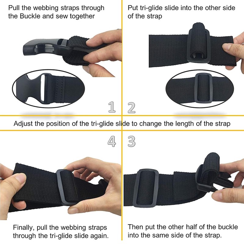 Generic 25mm Military-Grade Quick-Release Black Plastic Buckles - No-Sew Heavy