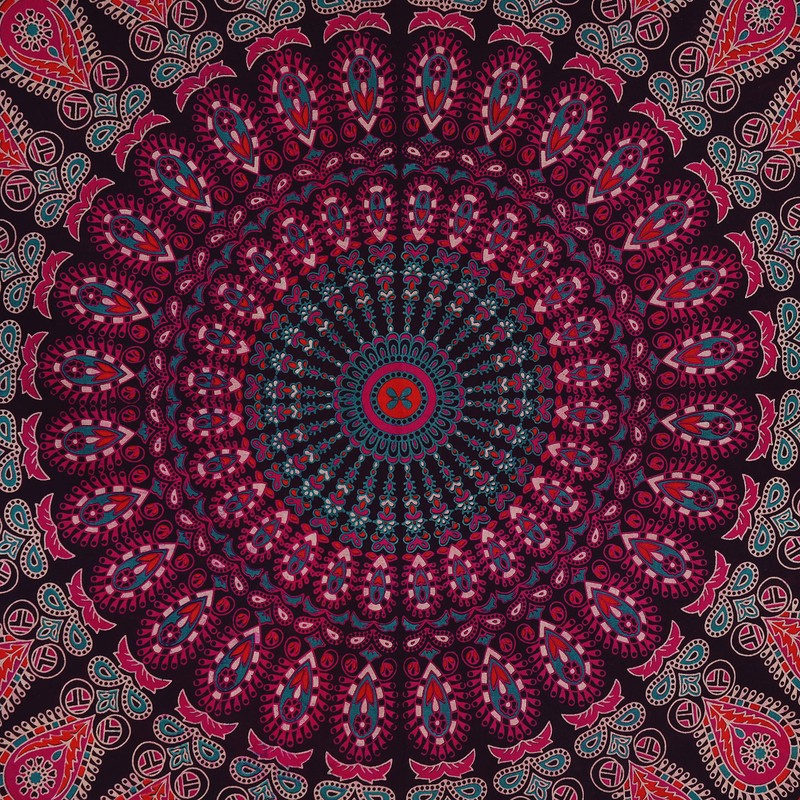Indian hippie Bohemian psychedelic peacock mandala wall hanging bedding tapestry