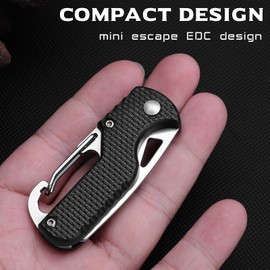 ITOKEY 2 Pack Safety Box Cutter, EDC Seat belt Cutter with 1.1inch Hook Blade, Retractable Package Opener for Wrap, Tape and Strap, Small Keychain Knife, Cool Gadgets for Women Men
