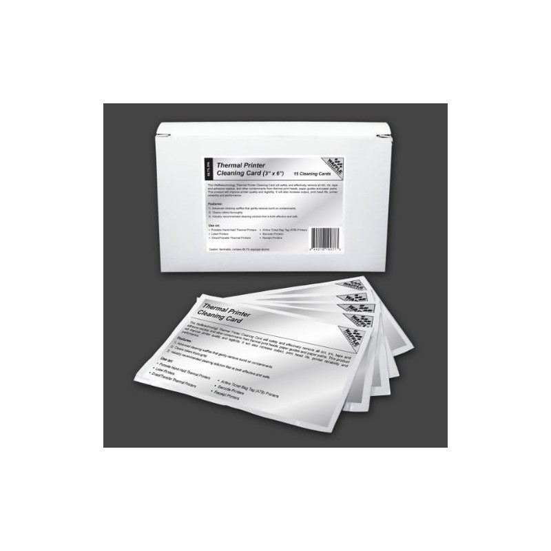 Thermal Printer Cleaning Card featuring Waffletechnology (3"/76mm) - 15 Cards