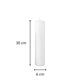 Cereria Di Giorgio - Candela per Altare - Diametro 6 cm Altezza 30 cm - Colore Bianco Cloud - Lunga Durata