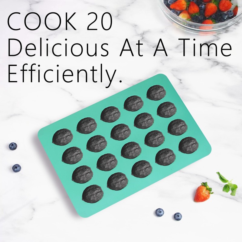 Zorazio 2Pack Walnut Cookie Maker Silicone, Nonstick Oreshki Mold Maker
