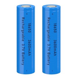 AFSONGOO 18650 Battery 3.7 Volt 2 Packs 18650 Flat Top Battery 3600mAh 18650 Rechargeable Batteries 18650 for Flashlights, Headlamps, Doorbells, RC Cars