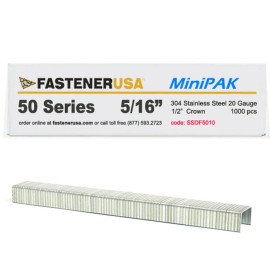 NailPro 5/16" LEG x 1/2" CROWN 20GA 304SS 5010C STAPLES 1,000ct | SSDF5010