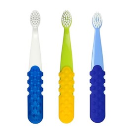 RADIUS Cepillo de dientes para niños, Totz Plus, sedoso, suave, paquete de 3 en colores surtidos, sin BPA y aceptado por ADA, diseñado para dientes y encías delicados, para niños de 3 años en adelante