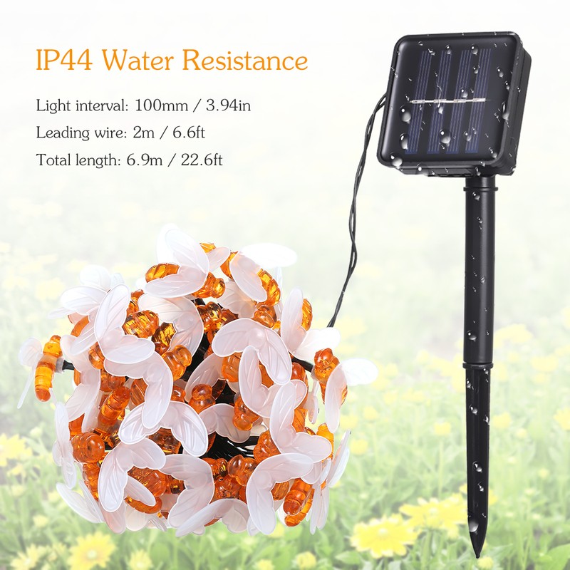 Tomshine Solar Powered Bee String Light Lawn Lamp 50 LEDs