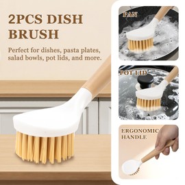 8 Pack Dish Brush Kitchen Cleaning Set with Long Handle Dish Scrubbers, Palm Scrub Brush，Crevice Cleaning Brushes and Straw Brushs – Perfect for Non-Stick Pans, Sinks, Glasses, Skillets, Grill Pans
