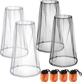 4 Pack Mosquito Head Net Face Mesh Net Head Protecting Net for Outdoor Hiking Camping Climbing Walking Mosquito Fly Insects Bugs Preventing (Regular Size, Grey, Black)